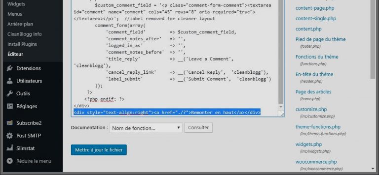 WordPress “Zurück zum Seitenanfang”