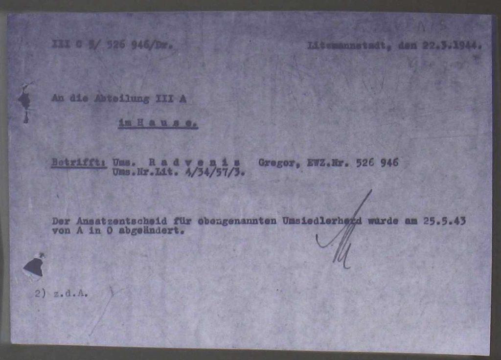 Änderungsbescheid von A in O vom 25. Mai 1943