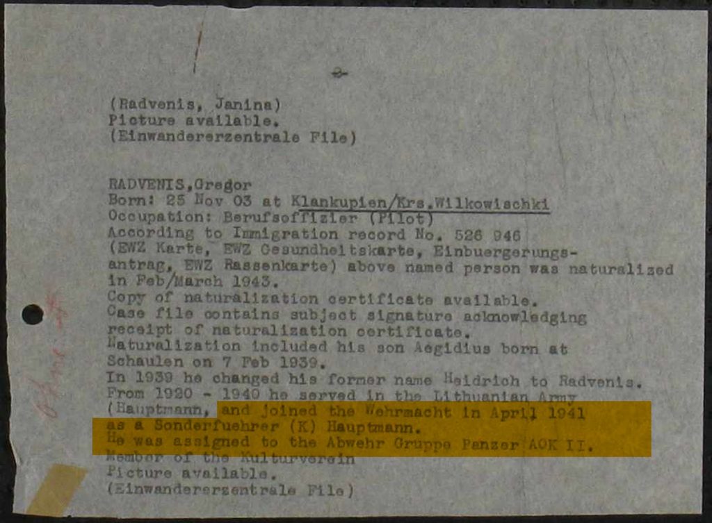 Datenabfrage zu Militärangehörigkeit für Gregor