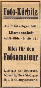 Werbeinserat für Foto-Kürbitz Litzmannstadt. Quelle Cezary Kanar