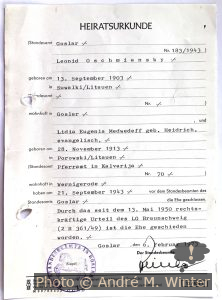 Heiratsurkunde mit Scheidung von Lydia