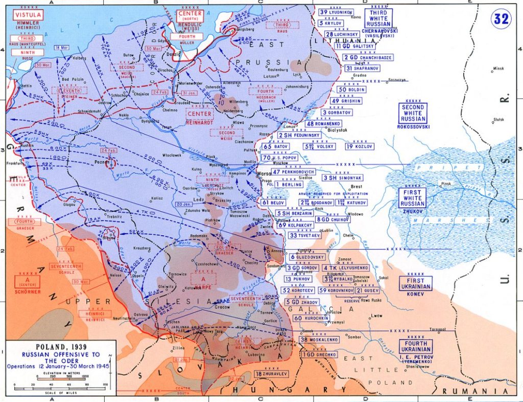 Verlauf der Operationen vom 12. Januar bis 30. März 1945