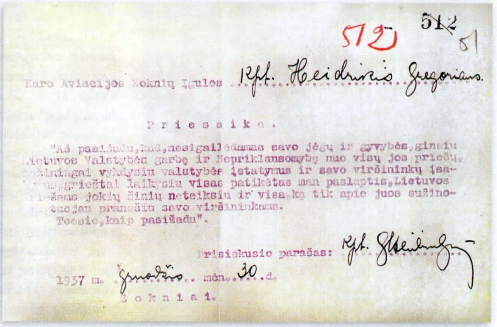 Gregors Eid vom 30. Dezember 1937