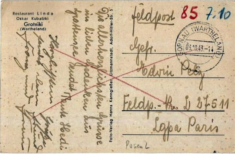 Badeteich an der Linda auf einer Postkarte Rückseite