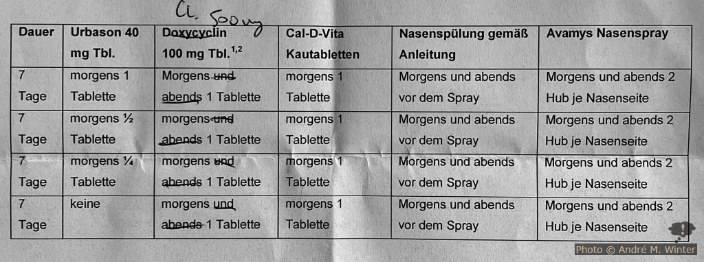 Vierwöchiger Cortison- und Antibiotika-Plan