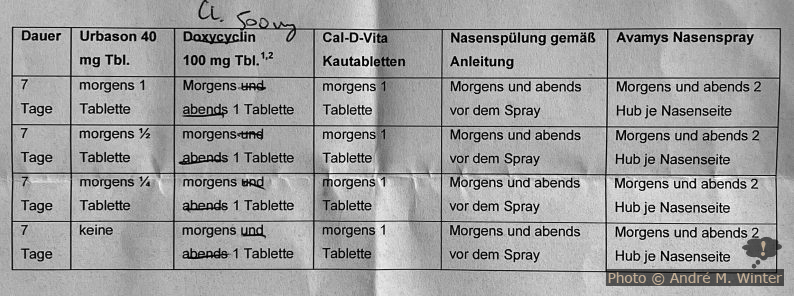 Vierwöchiger Cortison- und Antibiotika-Plan