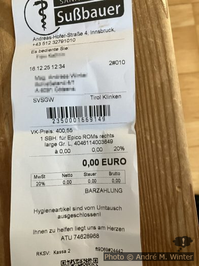 Rechnung der Ellbogen-Orthese