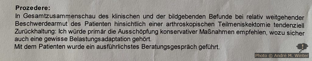 Urteil des Operateurs der Klinik Innsbruck