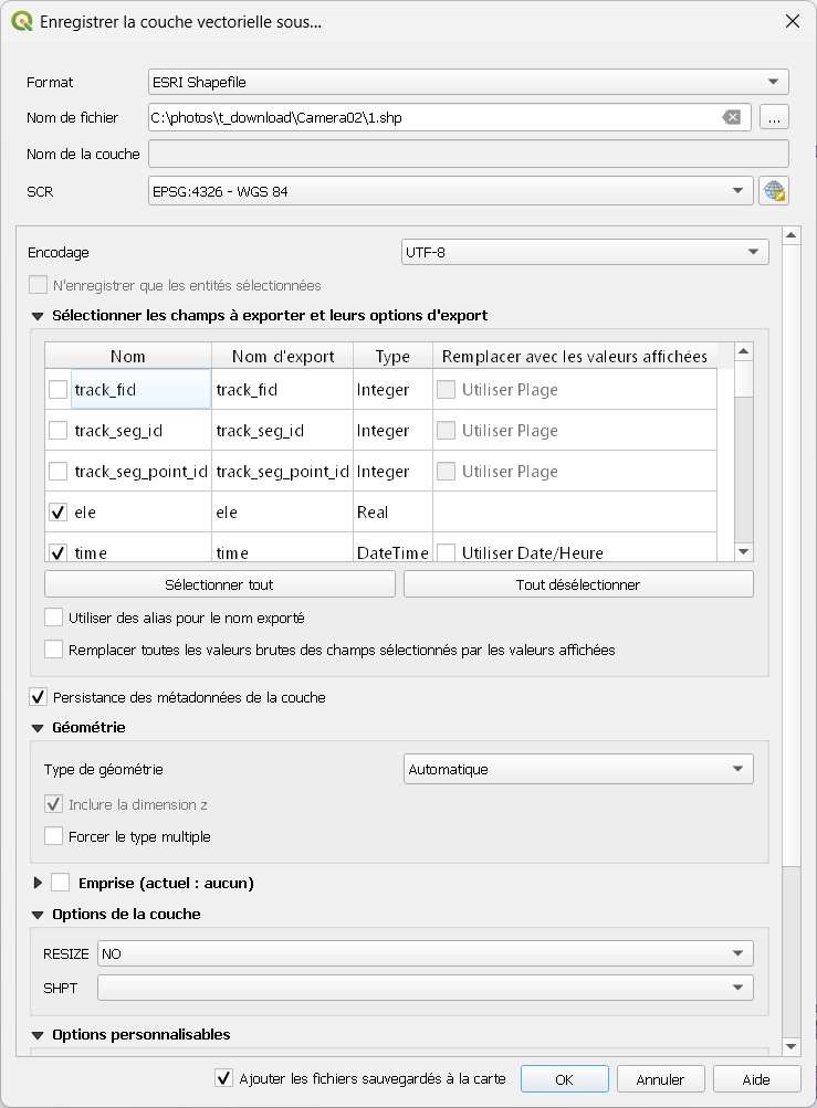 Shape-Export ohne Zusatzdaten