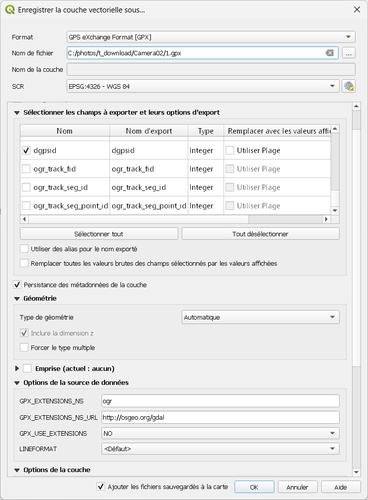 GPX-Export ohne Zusatzdaten